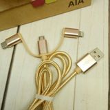  Cáp sạc 3 đầu dây dù gồm micro USB, lightning, Type-C -dc2838 