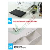 Bàn kê màn hình máy tính, Laptop đa năng bằng gỗ ghép tiện dung nghiêng 8 độ có khe tản nhiệt cao cấp (Trắng) 