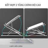  Giá đỡ laptop nhôm thiết kế thông minh 2 tầng 15 nấc điều chỉnh độ cao, nâng tản nhiệt laptop N8 