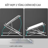  Giá đỡ laptop nhôm thiết kế thông minh 2 tầng điều chỉnh độ cao, gấp gọn ,nâng tản nhiệt laptop N8 