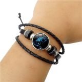  Vòng tay dây da mặt đá hình 12 cung hoàng đạo(hàng có sẵn ) -vt05 