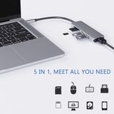  Cáp chuyển đổi từ TypeC sang HDMI  5 IN 1 Adapter USB 3.0 đầu đọc thẻ nhớ Type-c to HDMI hub typec -dc4978 