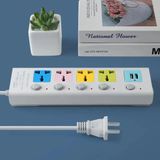  Ổ cắm điện đa năng thông minh kèm 2 cổng sạc USB đa năng và 4 lỗ cắm, Dây Cáp Dày Chất Lượng Cao 