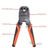  Kềm / Kìm bấm đầu mạng cos line hãng Kapusi Japan, 3 đầu tích hợp 4P, 6P, 8P kèm tuốt dây điện 
