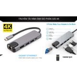  Hub Type C 5in1 cổng lan -Cổng chuyển đổi HUB USB Type-C to HDMI,USB 3.0,RJ45,PD Type-C cho Laptop táo -dc4850 