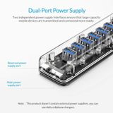  Hub chia 7 cổng USB 3.0 Orico F4U-U3 / F7U-U3-CR TRANSPARENT  Tốc độ truyền 5Gbp Loại trong suốt 