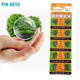  Vỉ 10 viên pin Cúc áo AG10 LR1130 LR54 cho đồng hồ đeo tay, máy tính cầm tay 