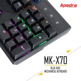  BÀN PHÍM CƠ CHUYÊN GAME APEDRA MK- X70 - LED ĐỔI MÀU USB 104 phím led RGB nhiều chế độ Swith blue -dc3019 
