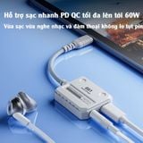  Jack chuyển đổi Plextone GS1 iP TypeC to 3.5mm hỗ trợ sạc nhanh cho điện thoại táo PD 60W có mic 