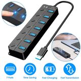  Bộ Hub Chia 4 / 7 Cổng USB 3.0 3.0 5Gbps Có Đèn LED Cho Laptop PC Công Tắc 30CM 