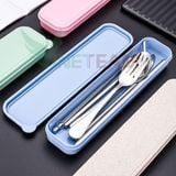  Bộ Đũa Muỗng Nĩa,ống hút Inox Kèm hộp đựng tiện lợi cho  du lịch / văn phòng đủ 9 món -dc4280 