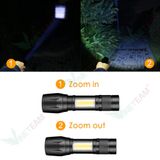  Đèn pin siêu sáng mini bin sạc điện usb bóng led xpe cob có zoom chống nước cầm tay chuyên dụng 