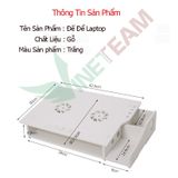  Bàn kê màn hình máy tính, Laptop đa năng bằng gỗ ghép tiện dung nghiêng 8 độ có khe tản nhiệt cao cấp (Trắng) 