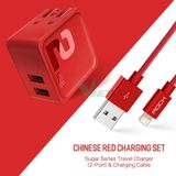  Combo Củ Sạc Rock 2 USB + Cáp Dù PVC Lightning 8 Pin Dài 1M -dc3254 