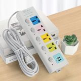  Ổ cắm điện đa năng thông minh kèm 2 cổng sạc USB đa năng và 4 lỗ cắm, Dây Cáp Dày Chất Lượng Cao 