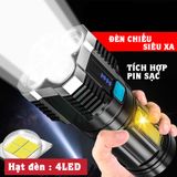  Đèn Pin Siêu Sáng Cầm Tay Chiếu Xa 4 Chế Độ Sáng Tiện Dụng, Có COB Đèn LED, Dùng pin Sạc ,Đèn Pin Mini 4 Bóng -dc4708 