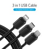  Cáp sạc đa năng Earldom 3 đầu Lightning - MicroUSB - Type-C hỗ trợ sạc nhanh sạc nhanh -dc2589 