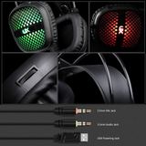 Tai nghe chụp tai Gaming UX LED đầy màu sắc với Mic (Đen) - Công nghệ Giảm tiếng ồn PU -dc2136 
