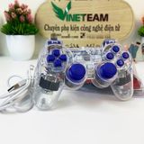  Tay cầm chơi game PC Cổng USB Có Đèn Led + Rung Trong Suốt SB-19 Chơi FO4, Genshin Impact, Pes 2024 