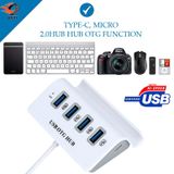  Bộ Chia 4 Cổng USB OTG HUB Micro/Type-C OTG Connectors PC Durable chơi game moblie Roblox Minecraft 