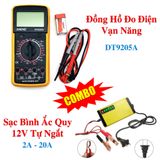  Combo bộ sạc ắc quy 12V tự ngắt và đồng hồ đo điện vạn năng bảo vệ ắc quy đảm bảo an toàn, tiết kiệm 