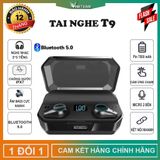  Tai nghe bluetooth tws T9 5.0 chống nước kèm dock sạc 7000mah siêu khủng, âm thanh hifi -dc3723 