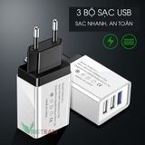 Củ Sạc nhanh 3 cổng USB ,cốc sạc nhanh, củ sạc cho IP, samsung, oppo, huawei ... -dc4008 