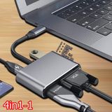  Đầu chuyển đổi Usb Type-C To USB-C HDMI độ phân giải 4K , VGA USB 3.0, 4 trong 1, hỗ trợ SS MHL 