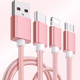  Cáp sạc đa năng 3in1 dây dù cho Lighting Micro USB Type C -DC1058 