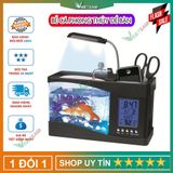  Bể Cá Mini Hồ Cá Cảnh Mini Kiêm Đồ Hồ Để Bàn Siêu Đẹp (Tặng Kèm Đá Và Cây Cảnh) 