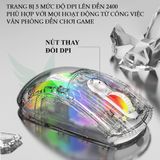  Chuột không dây XUNFOX XYH20 3 chế độ kết nối, thiết kế trong suốt độc lạ kèm nhiều chế độ đèn led RGB -DC4998 