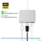  Type C 4K hỗ trợ USB 3.0 3 trong 1 sang Bộ chuyển đổi Hdmi/ Cáp sạc/ Bộ chuyển đổi Usb-C 3.1 -DC4659 