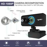  Webcam pc, laptop HXSJ S4 HD 1080P USB3.0 2.0 Camera Có Thể Điều Chỉnh 360° Kèm Mic Cho Cuộc Gọi Video -dc 