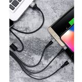  Cáp sạc nhanh 3 đầu bọc dù 3 trong 1 gồm Lightning - Micro USB -TypeC - DÂY BỌC THÉP SIÊU BỀN Earldom EC-IMC17 -DC3791 