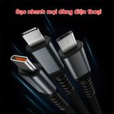  Dây Sạc Tự Ngắt Dây Cáp Sạc Dữ Liệu Sạc Nhanh 100W Micro USB Type C 3 Trong 1 6A 