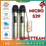  Bộ 2 micro karaoke không dây Vinetteam S29 /S30 kết nối bluetooth cho loa kéo- Hỗ trợ thiết bị có jack cắm 3.5mm và 6.5m 
