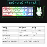  Combo Bàn Phím Và Chuột Giả Cơ GTK350, Bộ Bàn Phím Giả Cơ Và Chuột Game Dành Cho Game Thủ Led đa Màu 