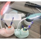  Đèn bàn LED tích điện có giá để điện thoại cổng sạc USB đèn học chống cận 