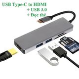  Cáp chuyển đổi từ TypeC sang HDMI  5 IN 1 Adapter USB 3.0 đầu đọc thẻ nhớ Type-c to HDMI hub typec -dc4978 