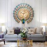  Đồng Hồ Treo Tường Chim Công Xòe Đuôi  kim trôi  KT 70X65CM  - Tặng 1 bộ kim đồng hồ và đinh thông minh -dc4174 