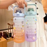  Bình nước 2 lít , bình đựng nước nhựa 2L có ống hút, vạch chia nhắc giờ dành cho người chơi thể thao -dc4802 