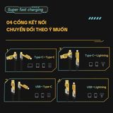  Cáp sạc bọc dù 4 trong 1 sạc nhanh PD 27W hỗ trợ sạc nhanh tiện lợi 