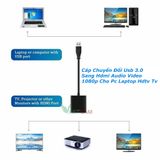  Đầu Chuyển Đổi USB 3.0 Sang HDMI 1080p - Tương Thích với Laptop/PC/HDTV, Hỗ Trợ Windows XP 