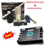  Bộ Sound Card K10, + Mic Thu Âm Livestream AQ220 Cam Kết Chính Hãng Hát Cực Hay -dc4386+dc2316 