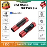 Tai nghe nhét tai Bluetooth không dây X8 TWS 5.0 cảm ứng vân tay kèm hộp sạc -dc3500 