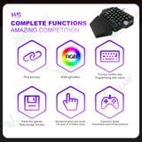  Bàn Phím Cơ 1 tay ZIYOULANG K5 39 Phím Blue Switch RGB Chơi Game Pubg Mobile, Rules, Free Fire 