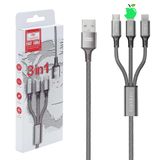  Cáp sạc nhanh 3 đầu bọc dù 3 trong 1 gồm Lightning - Micro USB -TypeC - DÂY BỌC THÉP SIÊU BỀN Earldom EC-IMC17 -DC3791 