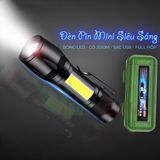  Đèn pin siêu sáng mini bin sạc điện usb bóng led xpe cob có zoom chống nước cầm tay chuyên dụng 