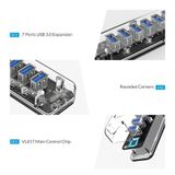 Hub chia 7 cổng USB 3.0 Orico F4U-U3 / F7U-U3-CR TRANSPARENT  Tốc độ truyền 5Gbp Loại trong suốt 