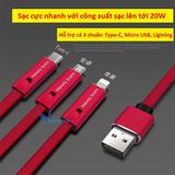  Cáp sạc tái sinh siêu bền 3 loại cho IP, Android, Type-c an toàn khi sử dụng 